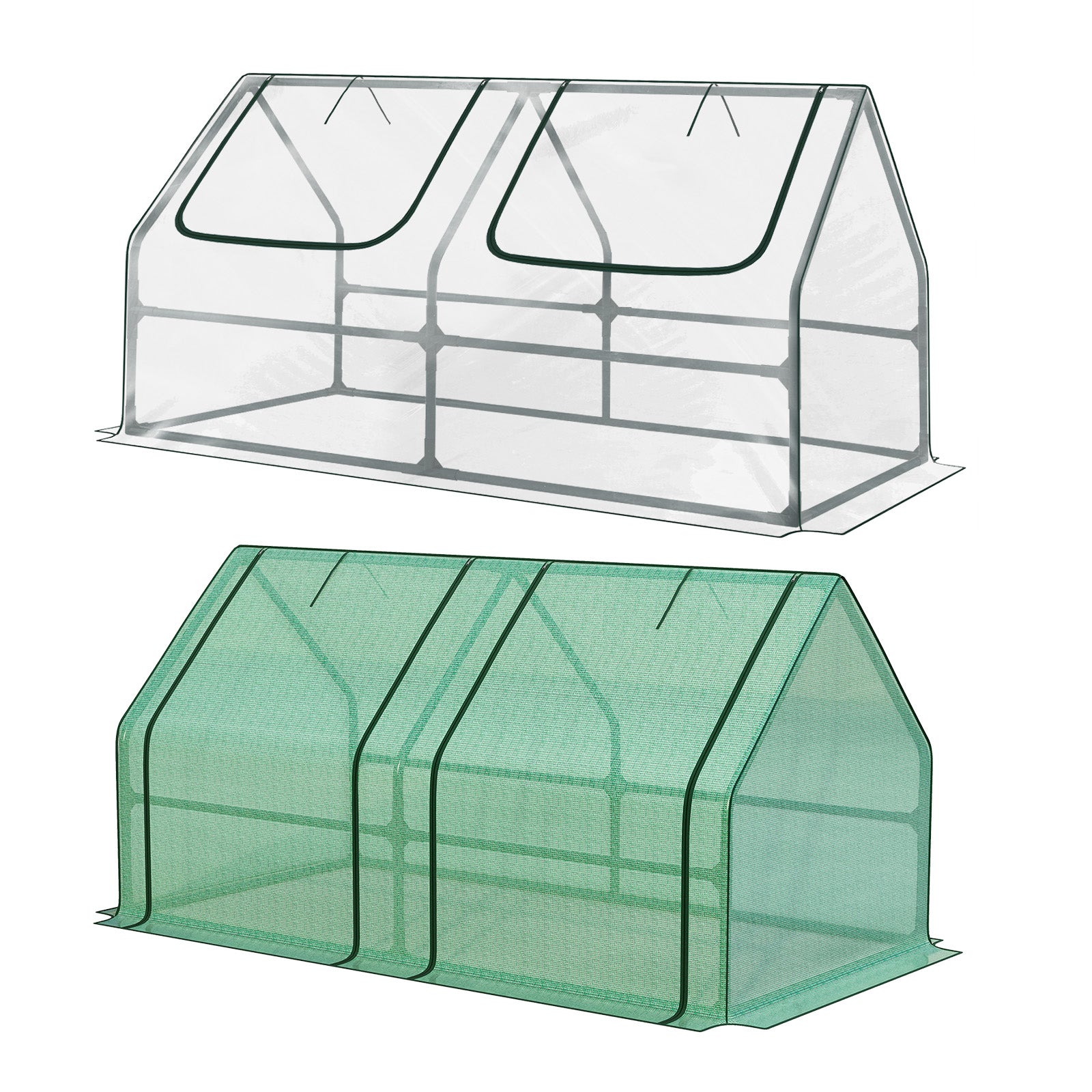 6x3x3 ft. Mini Greenhouse with 2 Zipper Doors, Water Resistant UV Protected with 2/3 Covers - Aoodor